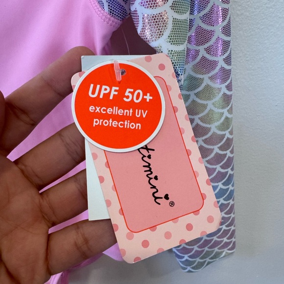 NWT Floatimini Pink and Multicolor Mermaid Rashguard Girls 7/8 - Picture 4 of 6